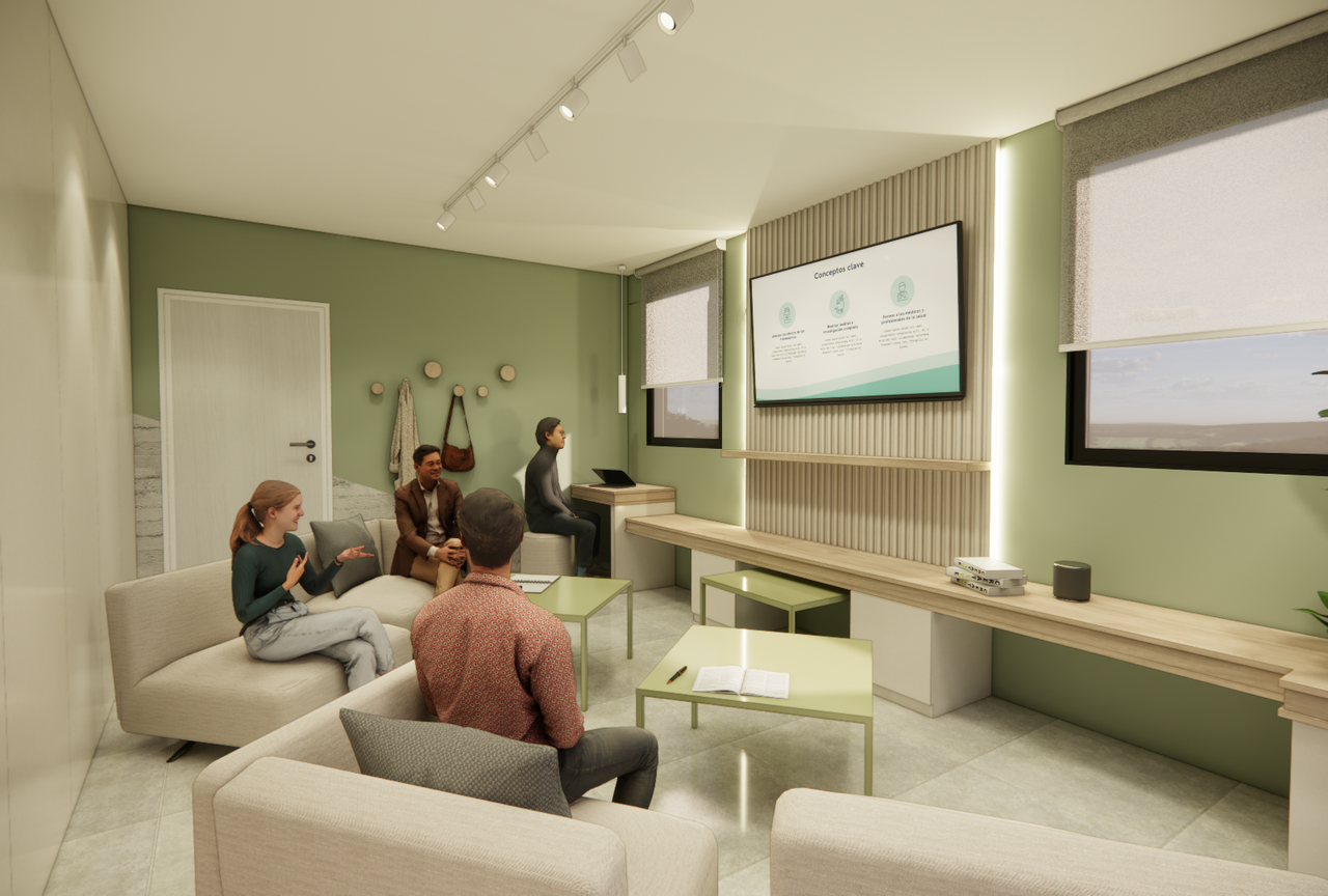 Sala de reuniones equipada para ateneos y sesiones clínicas
